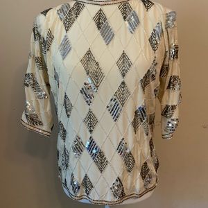 Ivory sequin top, vintage.
